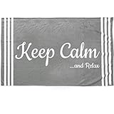 Calidad de JEMIDI HOMELEVEL Toalla de playa de mezcla de algodón, 180 cm x 90 cm, con texto \"Keep Calm Gris\"