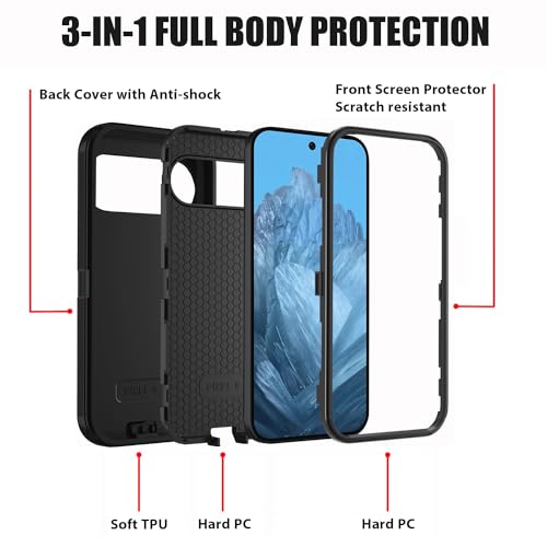 Coque Pixel 9 antichoc protection intégrale 3 couches blindée pour Google Pixel 9 Pro 2024 - 4
