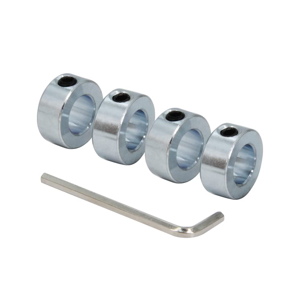 Yeebyee 5/8" Bore Shaft Collar with Zinc Plated Solid Steel Style Set Screw Shaft Collars for Machinery and Industrial Use, 4pcs/Pack (Silver-5/8")