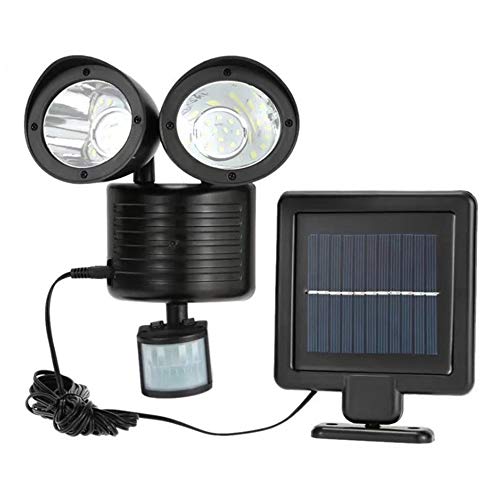 22 LED Double Detecteur de securite Solaire de Spot Détecteur de Lampe Solaire extérieur Sécurité Appliques murales Projecteur de Motion Exterieure Double Projecteur LED Extérieur IP55 Etanche Cover