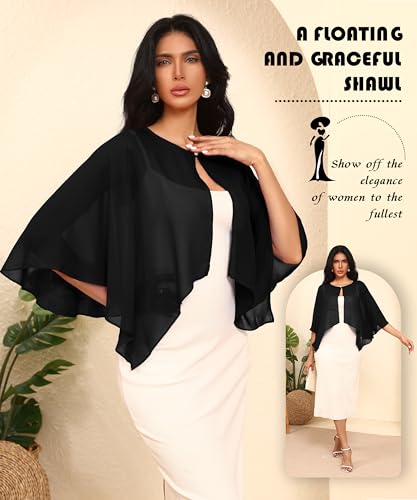 Chiffon Large Capelets Shawl Wraps Women's Girls Shrug for Evening Dress Wedding Cape Cover Up 1920s3