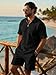 JMIERR Men's Co-ord Set Short Sleeve Textured Knit Polo and Shorts Summer Tracksuit, Black, XL