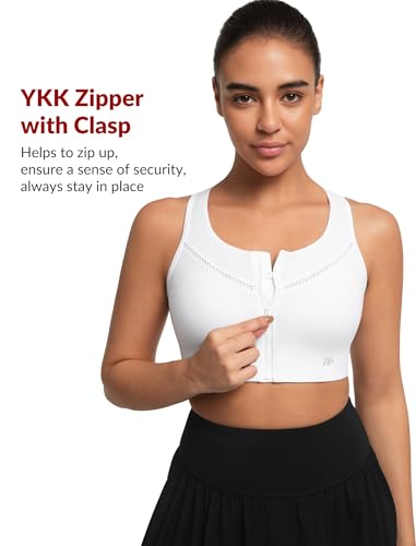 Yvette High Impact Sports Bras for Women with Front Zipper Full Support Racerback Sports Bra Plus Size for Running Gym4