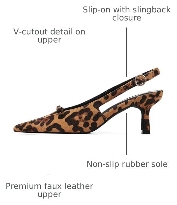 Image of Mattiventon Kitten Heels with Bow Closed Toe Slingback Heels
