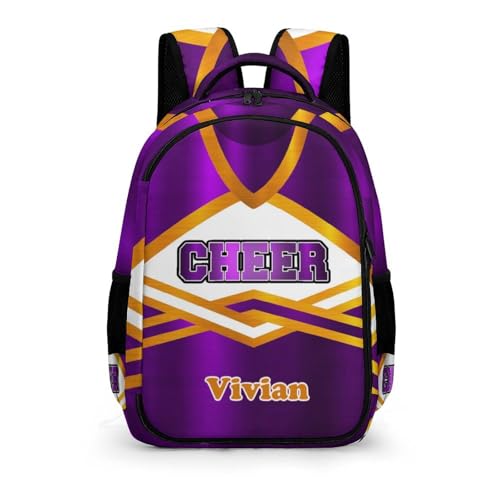 Cheer Backpack Cheerleader Bookbag for Cheer Team Girls Cheerleading Coach Competition Gifts Purple Yellow
