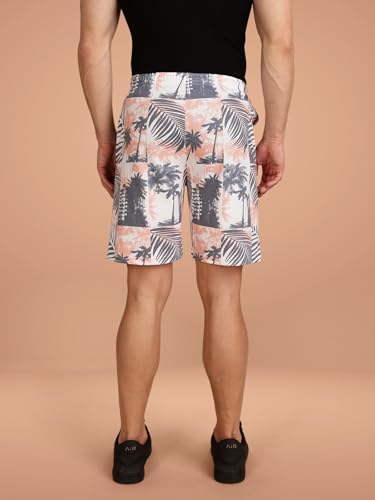 Image of BULLMER Regular Fit Cotton Blend Summer Shorts for Men - Pack of 1 | Printed Shorts for Men Grey