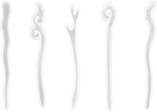 Exceart 5pcs Jewelry Casting Molds Hairpin Epoxy Resin Molds DIY Hair Chopsticks Making Crafting Molds Jewelry Accessories