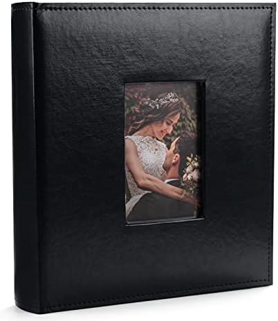 4x6 Photo Album with Memo Area, Luxury Leather Cover Photo Album Holds 300 Vertical and Horizontal Photos, Fabmaker Premium Slip-in Picture Album, Large Capacity Photo Book for Family Wedding Travel