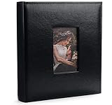 4x6 Photo Album with Memo Area, Luxury Leather Cover Photo Album Holds 300 Vertical and Horizontal P