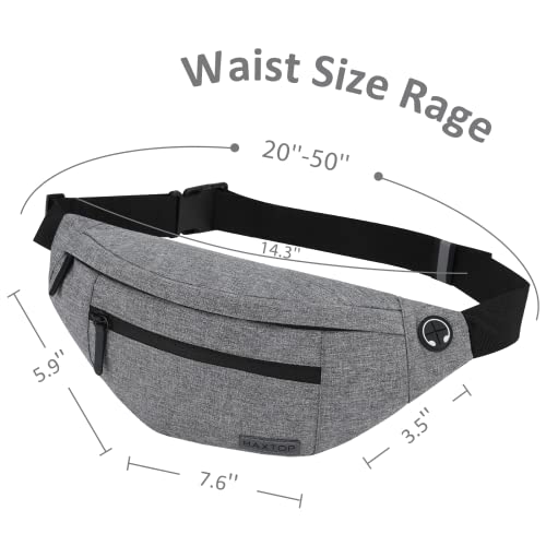 Image of MAXTOP Large Crossbody Fanny Pack Belt Bag with 4-Zipper Pockets Gifts for Enjoy Sports Festival Workout Traveling Running Casual Hands-Free Wallets Waist Pack Phone Bag Carrying All Phones