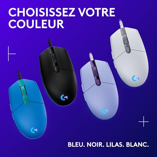 Logitech G203 LIGHTSYNC USB Souris Gaming avec Éclairage RVB Personnalisable, 6 Boutons Programmables, Capteur Niveau Gaming, 8 000 PPP, Ultra-Léger - Bleu
