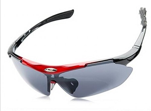 New Men Fashion Cycling Bicycle Road Mountain Bike Outdoor Sports Sun Glasses Eyewear Goggle Sunglasses UV400 (Red 1)