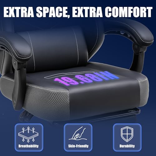Gaming Chair with Massage and Footrest