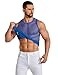 COOFANDY Sexy Shirts for Men Mesh Top Blue Tank Top Men Fashion Muscle Tees Sleeveless Party Top Fishnet Outfit