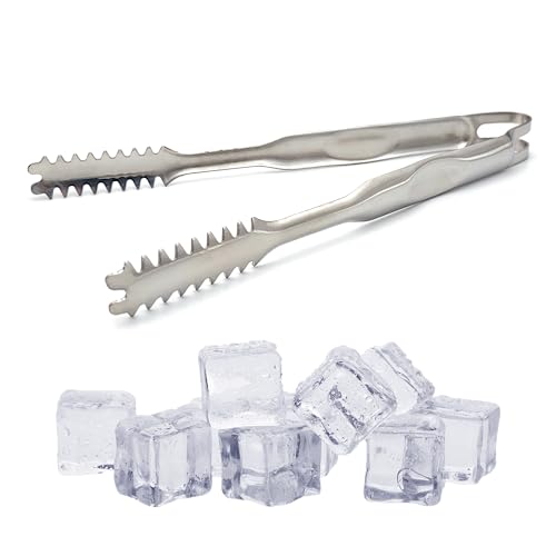 Ice Tongs Stainless Steel 17 cm, Ergonomic Non-Slip Handle for Appetizers Ice Cubes, Sugars, Ideal for Kitchen Buffet, Pastry