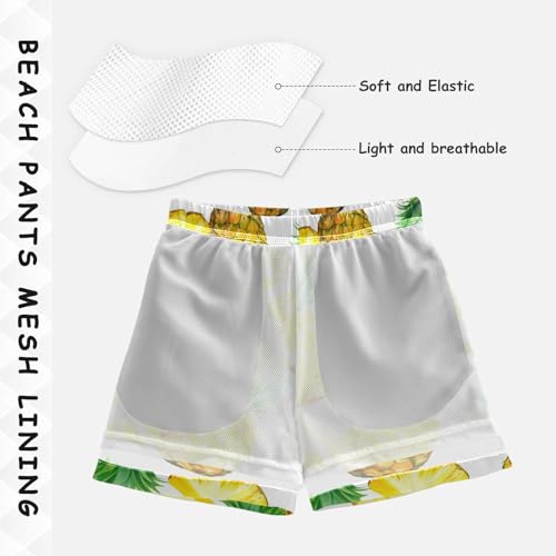 DOMIKING Sliced Pineapple White Toddler Boys' Swim Trunks Mesh Lining Swim Shorts for Kid Boy Toddler Adjustable Waist4