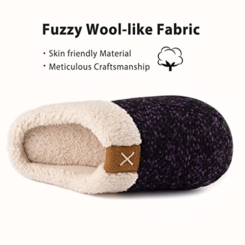 Image of ULTRAIDEAS Women's Indoor Bedroom Slipper with Memory Foam, Gift for Women, Wool-Like House Shoe with Anti-Skid Rubber Sole for Ladies