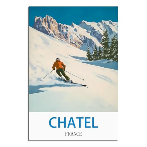 Affiche Chatel France poster vintage de voyage 60x90 cm pour salon