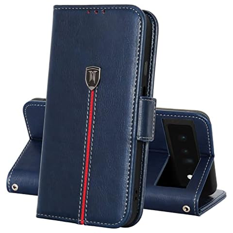 Google Pixel 6 Pro Phone Case, Magnetic Wallet Leather Phone Cover with Card Slots, Flip Slim TPU Bumper Google Pixel 6 Pro Case with Kickstand, Shockproof Protective Case for Google Pixel 6 Pro Blue Cover
