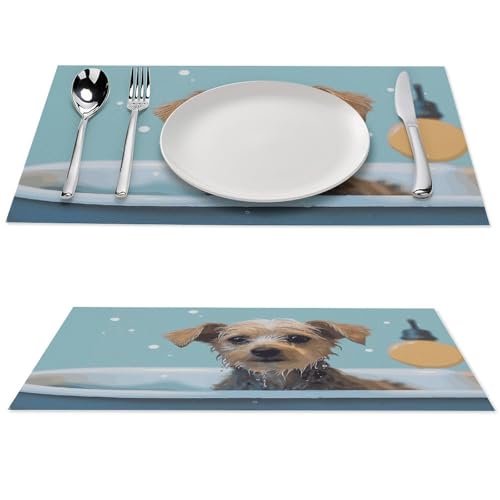 Set de table cuisine extérieur motif chien amusant repas terrasse