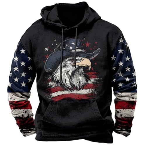 Image of domirica Hoodies For Men Western Cowboy Pullover Big And Tall Comfort Fashion Cool Novelty Graphic Hooded Sweatshirt
