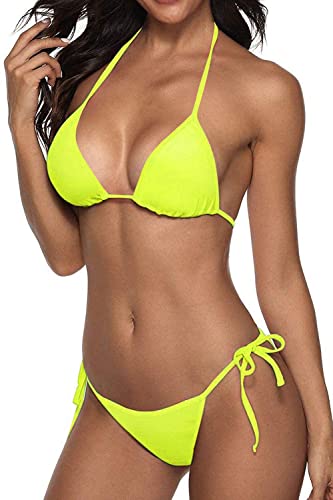 Image of Women Two Piece Swimsuit Sexy Swimwear Halter String Triangle Bikini Sets