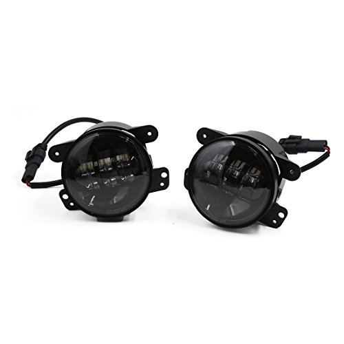 uxcell 2pcs 4 Inch 30W DC 9-32V LED Round Fog Light Projector Driving Lamp Fits for Jeep Wrangler JK TJ 2007-2015