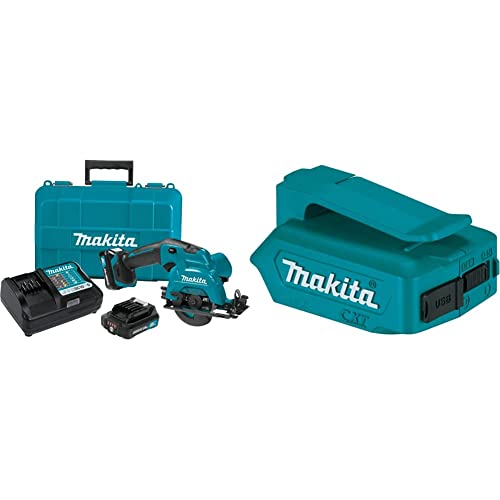 Image of Makita SH02R1 12V max CXT Lithium-Ion Cordless 3-3 /8 inch Circular Saw Kit (2.0Ah) with ADP06 12V max CXT Lithium-Ion Cordless Power Source