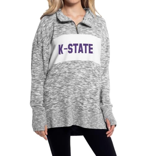 Chicka-d Kansas State Wildcats Women's Cozy Fleece Quarter Zip Heather Grey, X-Large by chicka-d - Used condition - US$34.73