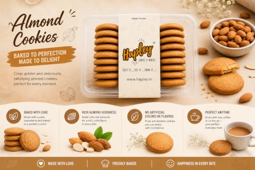 Image of Hapley Almond Cookies 300g, No Palm Oil, Deliciously Crunchy Cookies with Rich Almond Goodness