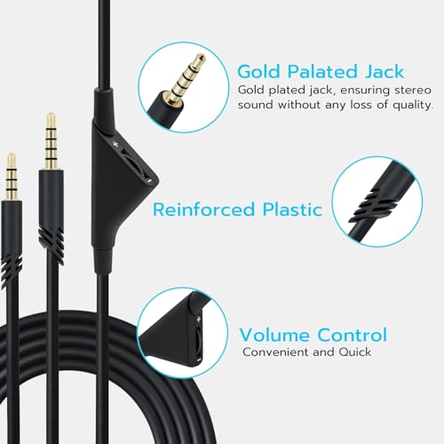 Cable de repuesto para auriculares Astro A10 A40 con control de volumen 2m miniatura 6