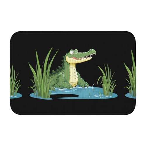 YYHWHJDE Crocodile Lurking in The Reeds Pattern Anti Slip and Thickened Floor mat Suitable for bathrooms, bedrooms, Washable Carpet Floor mats 16X24 in