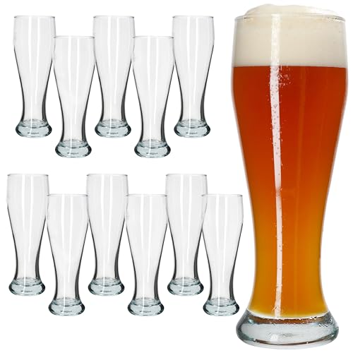 MamboCat 12er Set Sepp Weizenbiergläser klar 0 5L geeicht I 12 Personen I klassisches Weißbier-Glas mit schlanker Form I Hefeweizen I für Daheim Gastro Hotel Restaurant & Zuhause