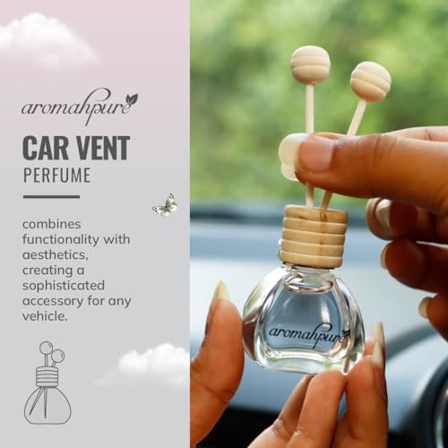Image of Aromahpure Premium Car Perfume Vent Clip |14 ML |Musk Fragrance Car Air Freshener |Natural Essential Fragrance Oils in Glass Bottle with Wooden Reed Sticks|Last upto 30 days, IFRA certified