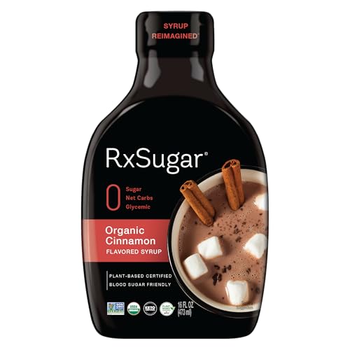 RxSugar Organic Cinnamon Syrup 2-Pack | Allulose sweetener | Diabetes-Safe Natural Sugar | Keto Certified | Non-GMO Project Verified | Gluten-Free Certified