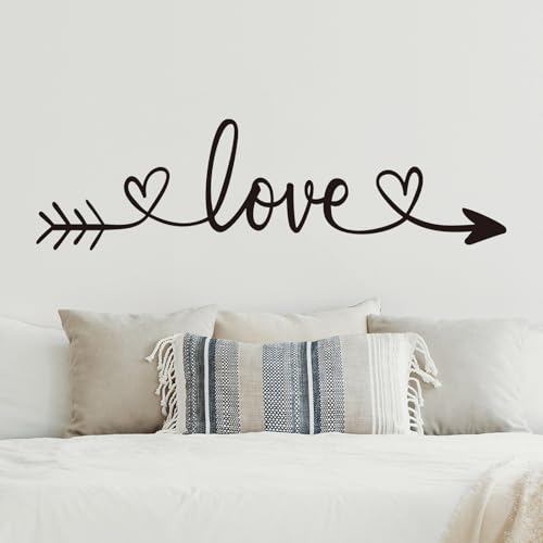 AnFigure Love Quotes Wall Stickers: Inspirational Vinyl Art Couples Wall Decals for Home Bedroom Bathroom Living Room - Love Arrow 25'X7'