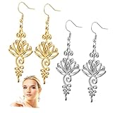 VERDANVERSE 2 pares Pendientes Mujer Lotus Colgantes Acero Inoxidable Ligero Plata Accesorios Elegantes