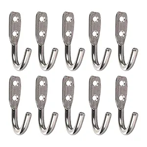 Swastik Big Hit Wonder Stainless Steel Robe Hook - Pack of 10