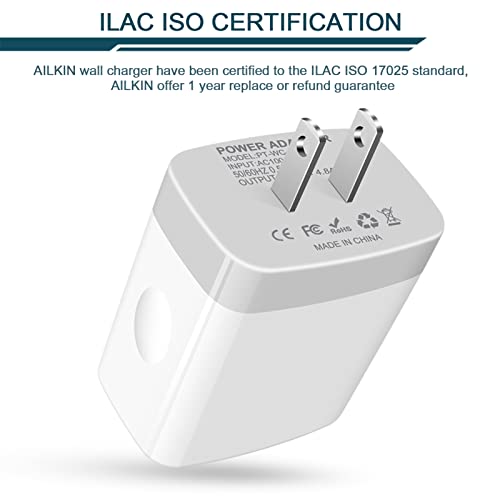 Usb Charger Cube, Wall Charger Plug, Ailkin 4.8A 4-Muti Port Adapter Power Plug Charging Station Box Base Replacement For Iphone 14 13 12 11 Pro Max/X/8/7, Ipad, Samsung Phones #TOP2