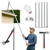 Thorkok Heavy Duty Gutter Cleaning Tool from Ground – No Ladder Needed 10FT Gutter Cleaner Kit with Extension Pole Leaf & Roof Debris Remover for 1-2 Story House