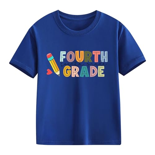 First Day of School Shirts Boys Girls Fourth Grade Tshirts Kids Back to School Top Short Sleeve Cotton Basic Tee2