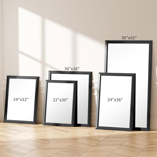 Image of 24x36 Inch Black Framed Bathroom Mirrors for Over Sink | Wall Mirrors for Bathroom Sink, Bathroom Vanity Mirror, Rectangle Farmhouse Mirror, Bedroom, Living Room, Entryway