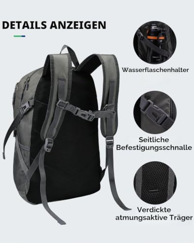 WATERFLY Faltbarer Wanderrucksack 28L Tagesrucksack – Ansicht 3