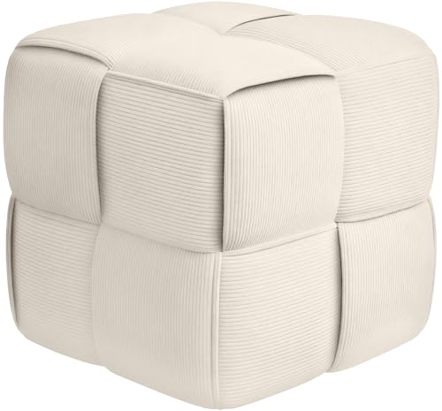 CLP Sitzhocker Cord Forinta, modernes quadratisches Design, bequemer Hocker, Fußhocker, Sitzwürfel für Wohnzimmer & Schlafzimmer, Farbe:Creme CLP Sitzhocker Cord Forinta, modernes quadratisches Design, bequemer Hocker, Fußhocker, Sitzwürfel für Wohnzimmer & Schlafzimmer, Farbe:Creme