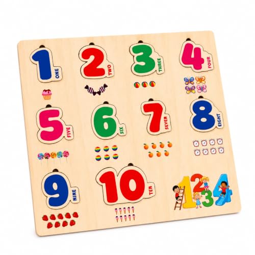 Image of Wooden Name Puzzle for Toddlers 2+ Years | Montessori Letter Matching & Name Recognition Learning Toy | Alphabet Educational Puzzle for Preschool Boys & Girls (Numbers)