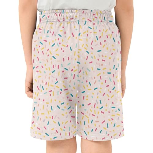 Colorful Sprinkles Athletic Shorts with Zipper Pockets, Youth Boys Athletic Running Shorts for Summer3