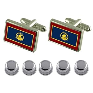 Select Gifts Shirt jurk studs Corfu stad Griekenland vlag manchetknopen