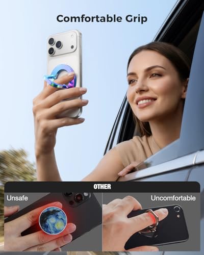 Image of SUPERONE for MagSafe Phone Grip,Magnetic Phone Ring Holder and Stand | Adjustable Magsefe Phone Ring & Kickstand, Removable MagSafe Accessories for iPhone 17-12 Series, Mag Safe Case - Colorful