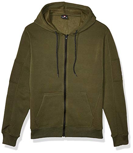 Southpole Men's Active Basic Hooded Full Zip Fleece in Premium Fabric, Olive Mojito, X-Large