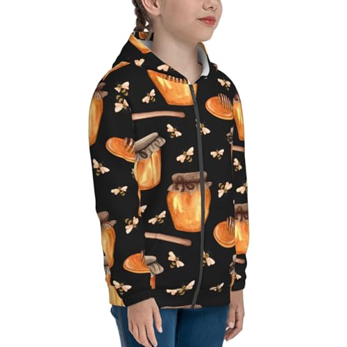 Bee and Honey Kid Hoodies Boys Zip Up Sweatshirts Girls Pullover with Pocket4